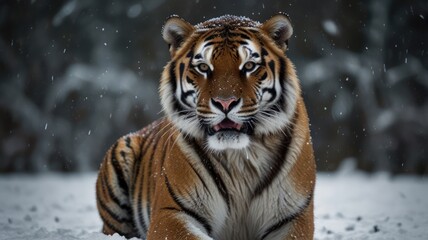 Majestic Tiger in Winter Wonderland