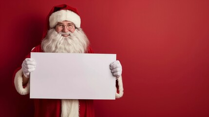 Naklejka premium A red background with a santa standing on it