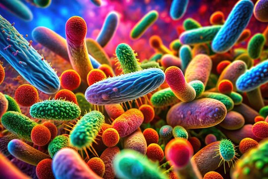 Close-up of Prevotella Bacteria Under Microscope: Microbiology and Health Research Illustration