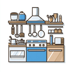 Kitchen icon, simple line art vector graphic on a white background.