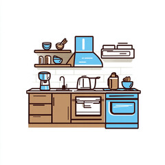 Kitchen icon, simple line art vector graphic on a white background.