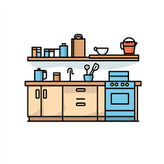 Kitchen icon, simple line art vector graphic on a white background.