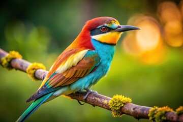 Fototapeta premium Intense Close-Up of a Beautifully Detailed and Colorful Bird Perched on a Branch in Nature