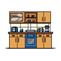 Kitchen icon, simple line art vector graphic on a white background.