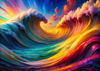 Colorful Abstract Wave Design with Fluid Motion and Dynamic Flow for Modern Backgrounds and Art