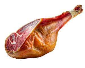 sliced prosciutto ham leg meat isolated
