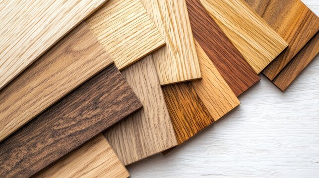 A selection of wooden samples with different finishes and types for comparison.