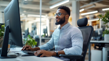 
Worker adjusting their chair for better posture, ergonomic setup,