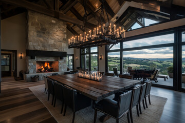 Fototapeta premium interior of a dining hall in the morning