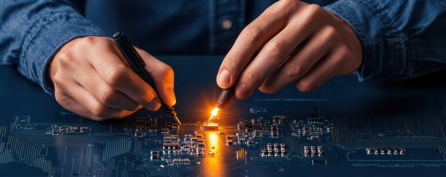 Computer engineer designing ASIC Application-Specific Integrated Circuits for custom computing tasks, computer engineering, custom hardware