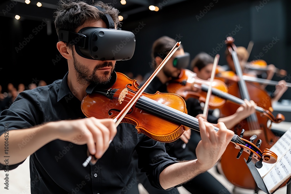 Poster Digital 3D string quartet, where users can interact with the violin, viola, cello, and double bass in a fully immersive, virtual reality setting