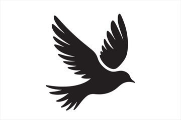 A flying beautiful bird silhouette.