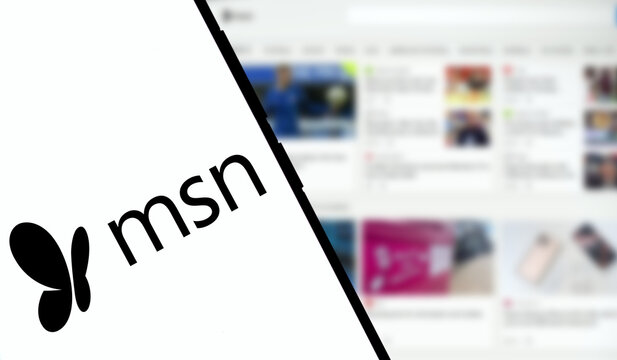 Dhaka, Bangladesh- 29 Sep  2024: msn logo is displayed on smartphone.
