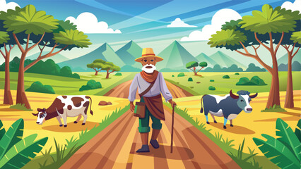 Obraz premium Natural Scenery Design Vector Art Illustration 