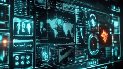 A modern electronic medical record system displayed on a digital interface, representing advanced medical technology