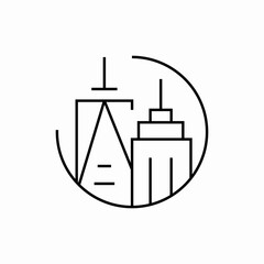 city skyscrapes icon sign vector