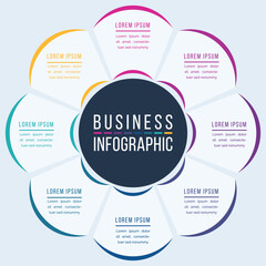 Circle Infographic design 8 steps, objects, elements or options infographic business template