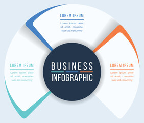 3 Steps Circle Infographic design 3 steps, objects, elements or options infographic business template