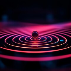 Fototapeta premium A vibrant glowing pill bounces on a transparent surface, creating ripples of color and light