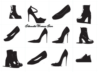 Silhouette woman shoe set