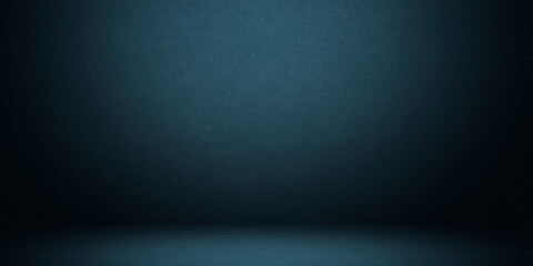 Fototapeta premium Dark and soft blue abstract cement wall and studio room gradient background