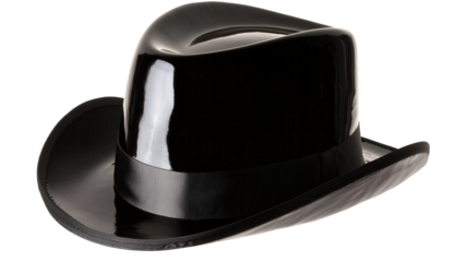A formal black top hat with a glossy finish.