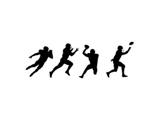 The silhouette of caucasian rugby men's player isolated on white background cartoon vector illustration, label, sticker of people football vector image is a game premium.