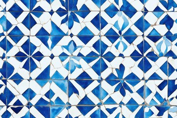 Fototapeta premium white and blue tile with an intricate geometric pattern