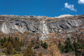 Plateau peaks under the blue sky in autumn