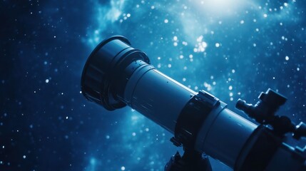 Fototapeta premium A close-up of a telescope pointing toward a specific star, with an astronomer meticulously tracking its movement