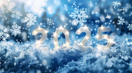 A blue background with snowflakes