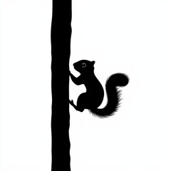 Fototapeta premium Squirrel Silhouette Climbing Tree Isolated Background