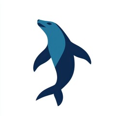 Seal Swimming Silhouette Isolated on White Background