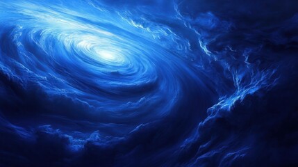 A close-up of Neptune swirling storm systems, with deep blue clouds and faint rings glowing in the distant light of the Sun