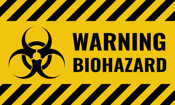 warning biohazard announcement message, work safety warning, black on yellow background vector illustration