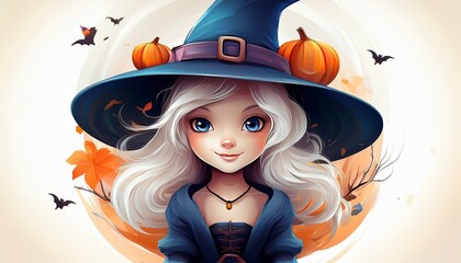 Friendly witch, halloween themed illustration