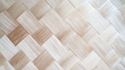 Seamless pastel oak parquet flooring with a subtle weave pattern, showcasing the delicate, calming tones of light wood.