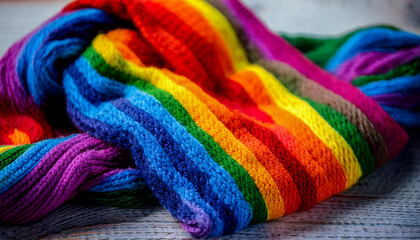 Woollen scarf in the colours of the LGTBIQ+ flag