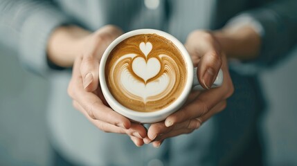 A barista crafting a heart-shaped latte art in a cozy cafe