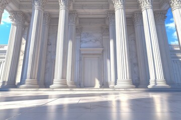 Fototapeta premium The white pillars of a building are tall and slender