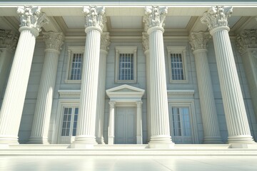 Obraz premium The white pillars of a building are tall and slender