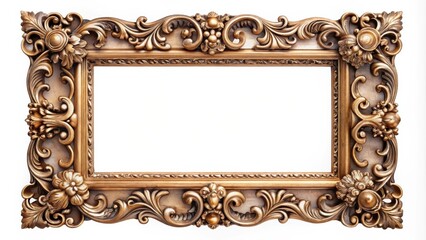 Vintage ornate frame with detailed design, isolated clipping path for easy editing