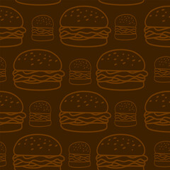 doodle burger pattern background. doodle fast food burger seamless pattern background. seamless pattern of burger in doodle style. Seamless Pattern of a Cheese Burger or Hamburger. hamburger pattern.