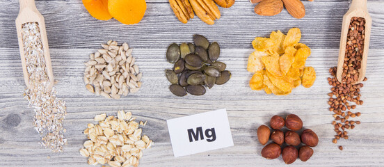 Healthy food as source natural magnesium and other vitamins and minerals