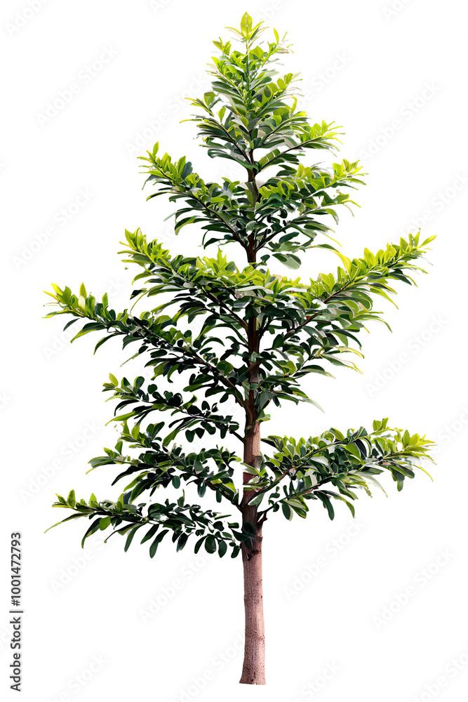 Wall mural tree on transparent background, realistic tree with green leaf branch bush stand alone isolate and b