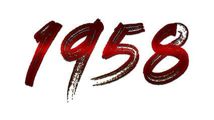 3D blood red number design of 1958 on white background.