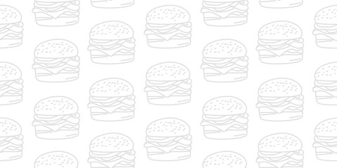 doodle burger pattern background. doodle fast food burger seamless pattern background. seamless pattern of burger in doodle style. Seamless Pattern of a Cheese Burger or Hamburger. hamburger pattern.