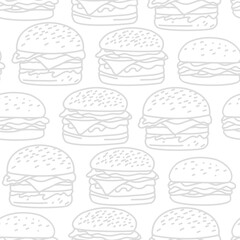 doodle burger pattern background. doodle fast food burger seamless pattern background. seamless pattern of burger in doodle style. Seamless Pattern of a Cheese Burger or Hamburger. hamburger pattern.