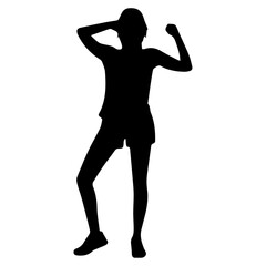 Silhouette of a girl in shorts on a transparent background