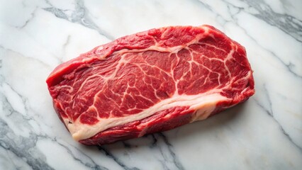 Obraz premium Marble Prime Beef Steak Top Sirloin Raw Meat Cut Isolated on Clear Background